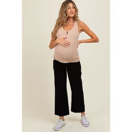 PinkBlush PinkBlush Raw Hem Cropped Wide Leg Maternity Jeans