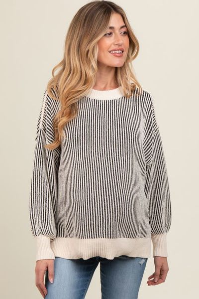 PinkBlush PinkBlush Ribbed Balloon Sleeve Sweater