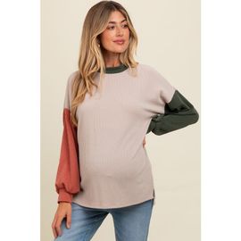 PinkBlush PinkBlush Ribbed Colorblock Side Slit Top