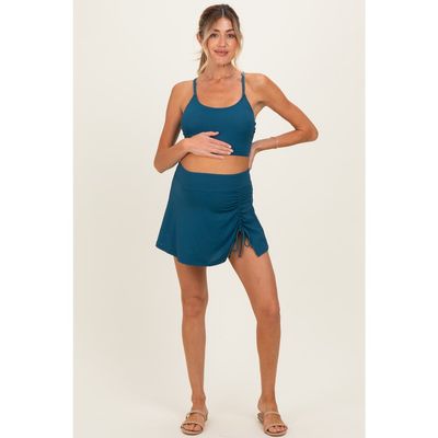 PinkBlush PinkBlush Ribbed Crop Tank Swim Skirt Set