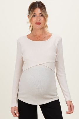 PinkBlush PinkBlush Ribbed Crossover Nursing Top