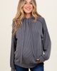 PinkBlush PinkBlush Ribbed Front Pocket Drawstring Hoodie - 2