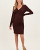 PinkBlush PinkBlush Ribbed Long Sleeve V-neck Wrap Midi Dress - 1