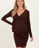PinkBlush PinkBlush Ribbed Long Sleeve V-neck Wrap Midi Dress - 2