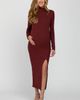 PinkBlush PinkBlush Ribbed Mock Neck Side Slit Maxi Dress - 1