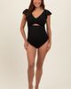 PinkBlush PinkBlush Ribbed Ruched Cutout Flutter One Piece Maternity Swimsuit - 2