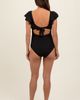 PinkBlush PinkBlush Ribbed Ruched Cutout Flutter One Piece Maternity Swimsuit - 5
