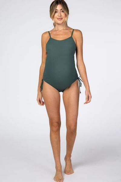 PinkBlush PinkBlush Ribbed Side Tie One-Piece Swimsuit