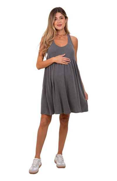 PinkBlush PinkBlush Ribbed Sleeveless Open Back Midi Dress