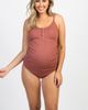 PinkBlush PinkBlush Ribbed Snap Front One-Piece Maternity Swimsuit - 3
