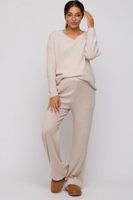 PinkBlush PinkBlush Ribbed Soft Knit Long Sleeve Pajama Set