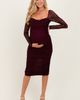 PinkBlush PinkBlush Ruched Lace Sleeve Midi Dress - 1