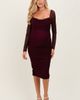 PinkBlush PinkBlush Ruched Lace Sleeve Midi Dress - 2