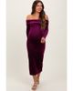 PinkBlush PinkBlush Shiny Velour Off Shoulder Midi Dress - 1