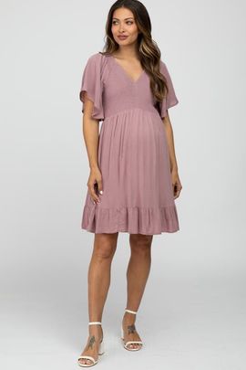 PinkBlush PinkBlush Smocked Front Ruffle Hem Dress