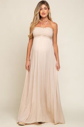 PinkBlush PinkBlush Smocked Halter Maxi Dress