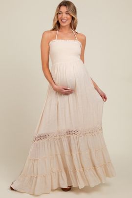 PinkBlush PinkBlush Smocked Open Back Maxi Dress