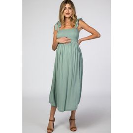 PinkBlush PinkBlush Smocked Tie Strap Midi Dress