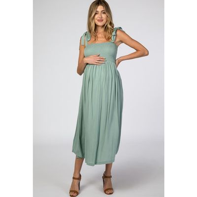 PinkBlush PinkBlush Smocked Tie Strap Midi Dress