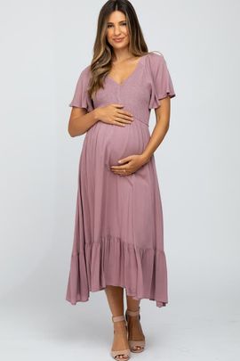 PinkBlush PinkBlush Smocked V-Neck Midi Dress
