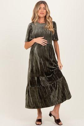 PinkBlush PinkBlush Smocked Velvet MIdi Dress