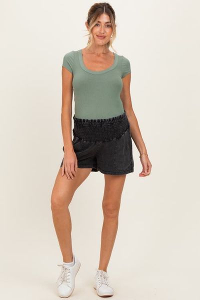 PinkBlush PinkBlush Smocked Waist Mineral Wash Shorts