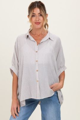 PinkBlush PinkBlush Striped Boxy Button Down Top