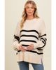 PinkBlush PinkBlush Striped Oversized Side Slit Sweater - 1