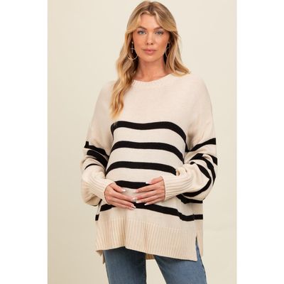 PinkBlush PinkBlush Striped Oversized Side Slit Sweater