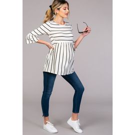 PinkBlush PinkBlush Striped Peplum Ruffle Top