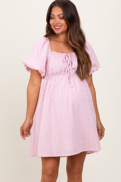PinkBlush PinkBlush Textured Bubble Sleeve Maternity Mini Dress 