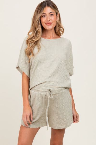 PinkBlush PinkBlush Textured Knit Dolman Sleeve Top Shorts Set
