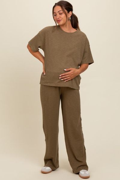 PinkBlush PinkBlush Textured Knit Oversized Tee And Pants Set