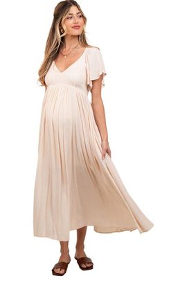 PinkBlush PinkBlush V-Neck Flutter Short Sleeve Midi Dress