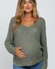 PinkBlush PinkBlush V-Neck Side Slit Thick Knit Sweater - 1
