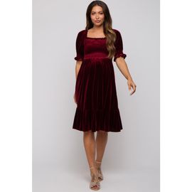 PinkBlush PinkBlush Velvet Smocked Puff Sleeve Dress