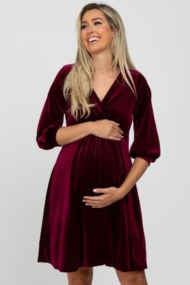 PinkBlush PinkBlush Velvet Wrap Front Babydoll Dress