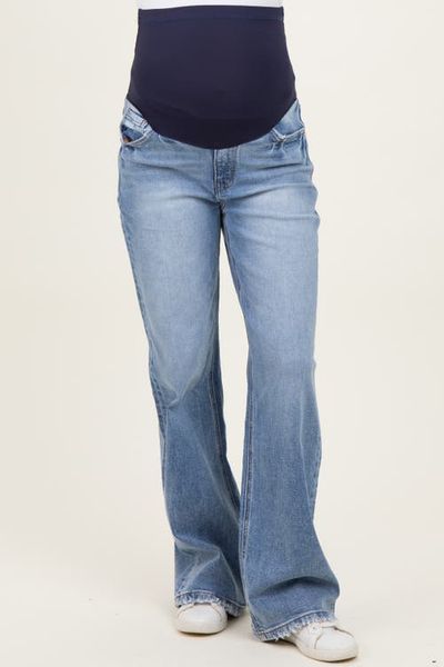 PinkBlush PinkBlush Vintage Wash Wide Leg Maternity Jeans