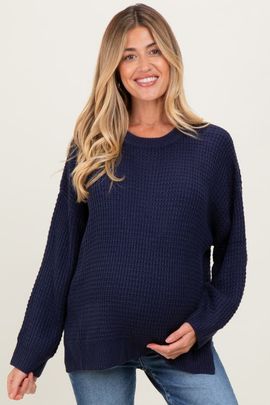 PinkBlush PinkBlush Waffle Knit Side Slit Sweater