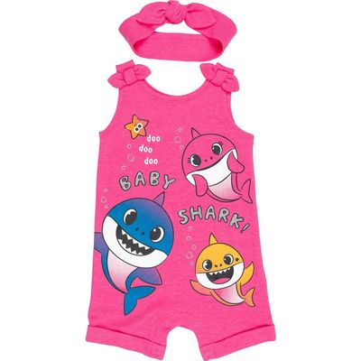 Pinkfong Pinkfong Baby Shark Sleeveless Romper and Headband Set