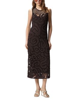 Pinko Pinko Bufera Geometric Crochet Midi Dress