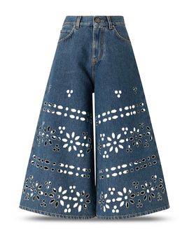 Pinko Pinko Burkina Bermuda Sangallo Laser High Rise Wide Leg Jeans in Pj1