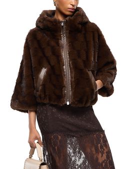 Pinko Pinko Cadetia Hooded Faux Fur Jacket