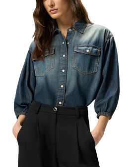 Pinko Pinko Danae Light Denim Fluid Blouse