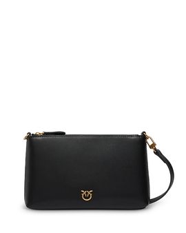 Pinko Pinko Flat Horizontal Mini Vitello Leather Crossbody Clutch