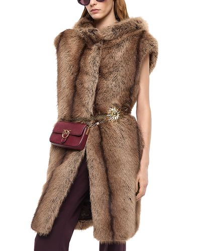 Pinko Pinko Galearis Faux Fur Hooded Long Vest