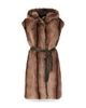 Pinko Pinko Galearis Faux Fur Hooded Long Vest - 5