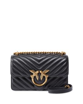 Pinko Pinko Love One Mini Black Quilted Leather Crossbody Bag