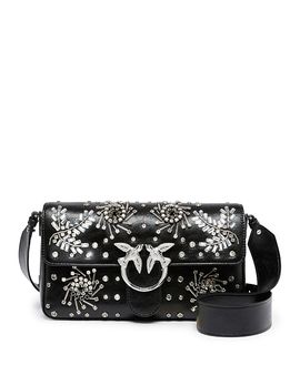 Pinko Pinko Love Slouchy Classic Embellished Leather Shoulder Bag