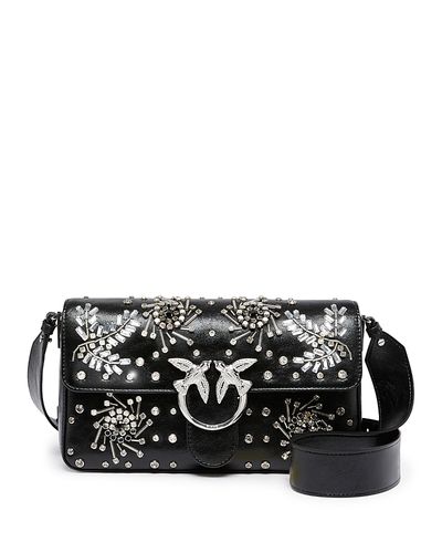 Pinko Pinko Love Slouchy Classic Embellished Leather Shoulder Bag